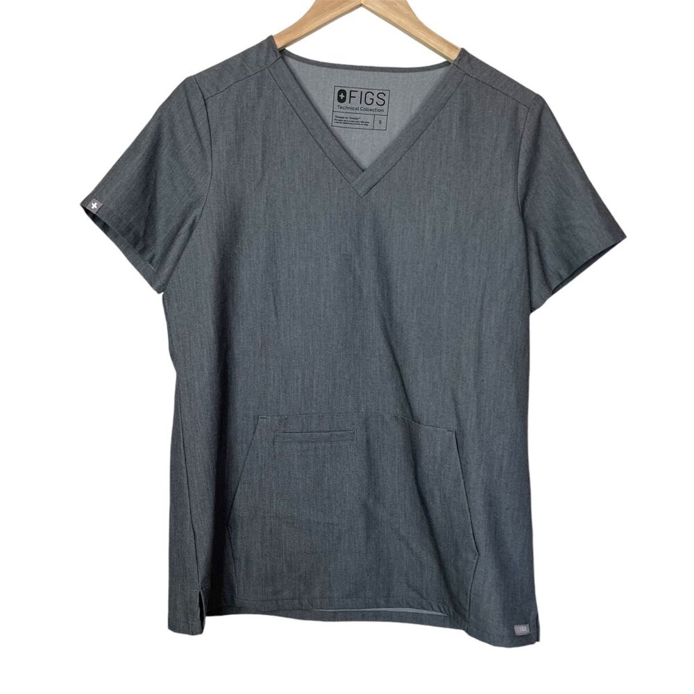 Figs Technical Collection Gray Scrub Top S style W18SW1001 short sleeve